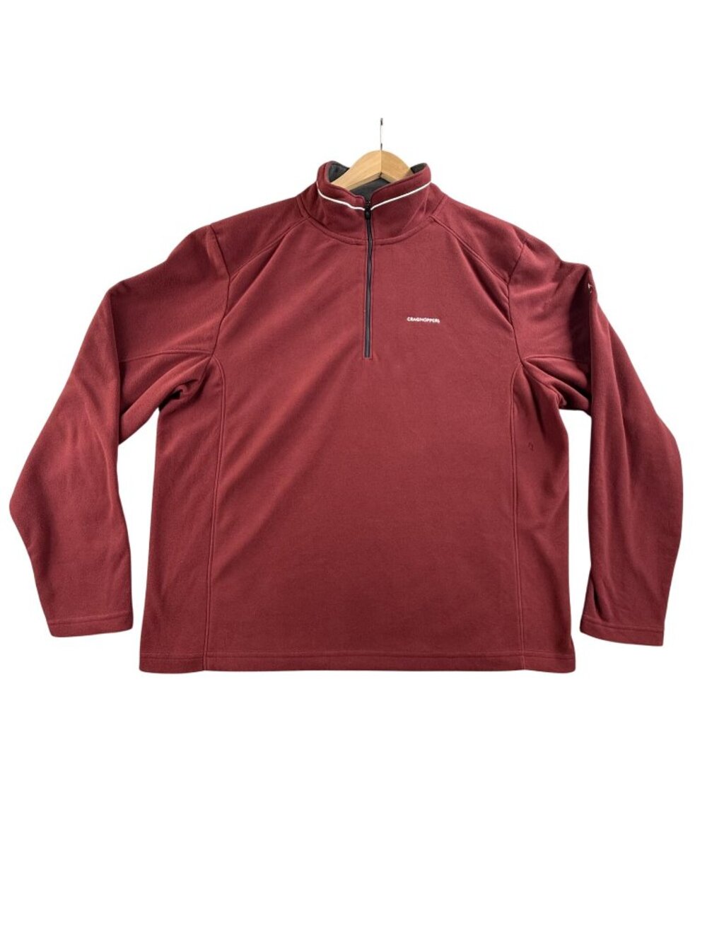 Craghoppers Pullover Mens 2XL Red Fleece 1/4 Zip Mock Neck Hiking Top Sweatshirt
